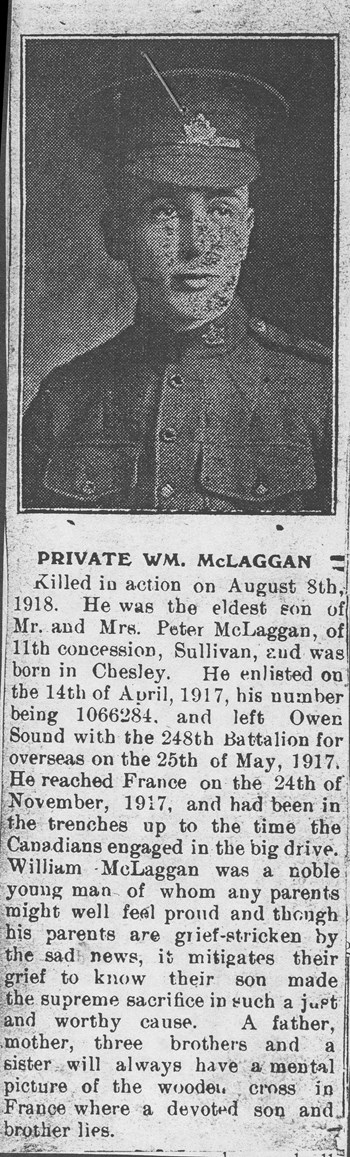 Wm. McLaggan obituary (A2016.089.002 album)